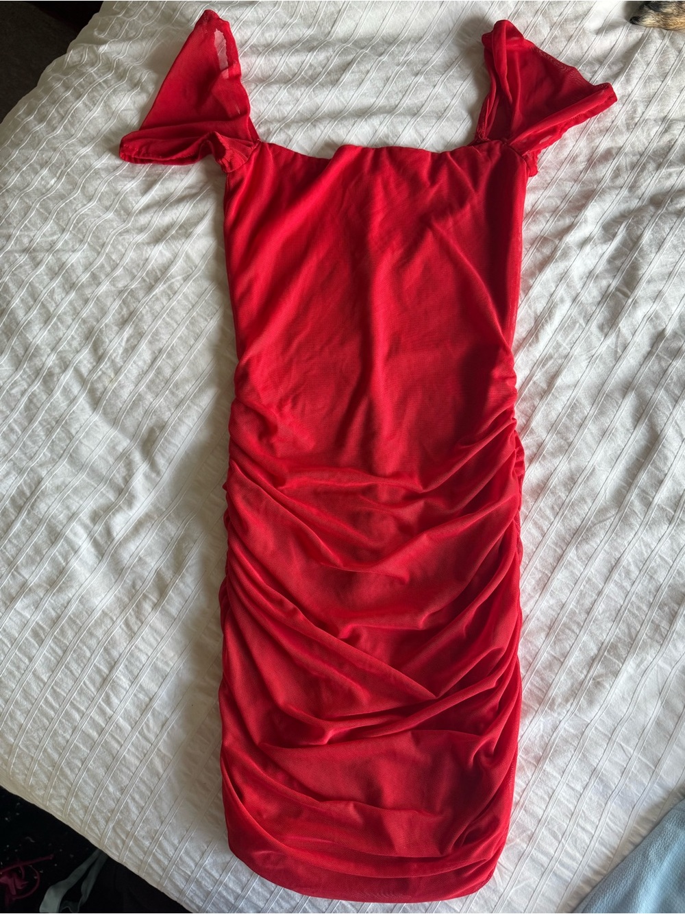 NWOT LUCY IN THE SKY MINI RUCHED CAP SLEEVE DRESS